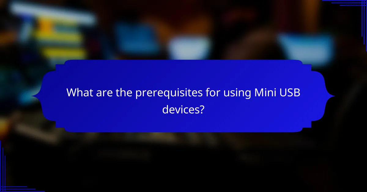 What are the prerequisites for using Mini USB devices?
